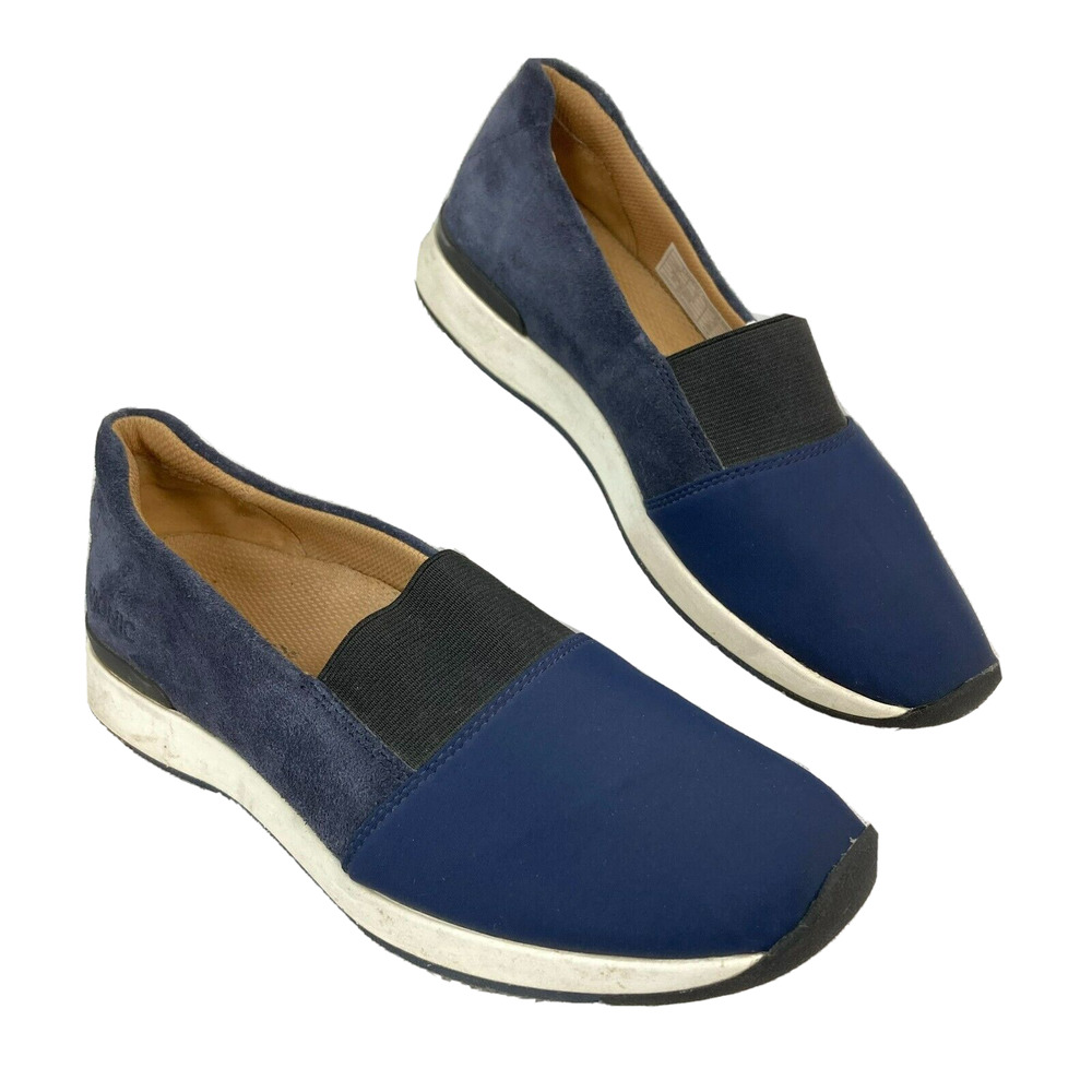 Vionic Shoes Womens Sz 7 Navy Blue Cosmic Cameo Suede‎ Stretch Slip On
